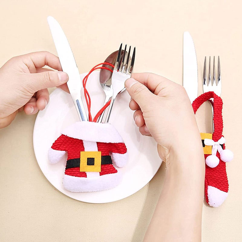 MSQ Christmas Decorations Table Decorations 4pcs Christmas Knife and Fork Covers Red Christmas Snowman Pants Xmas Party Dinner Novelty Decorations Best for Thanksgiving Day/Christmas - Image 4